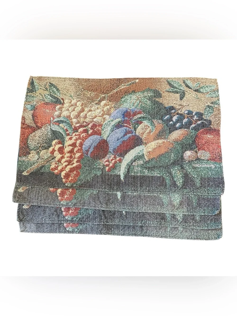Fruit Tapestry Placemats Set Of 4 Woven Fabric Multicolor Table Kitchen Decor